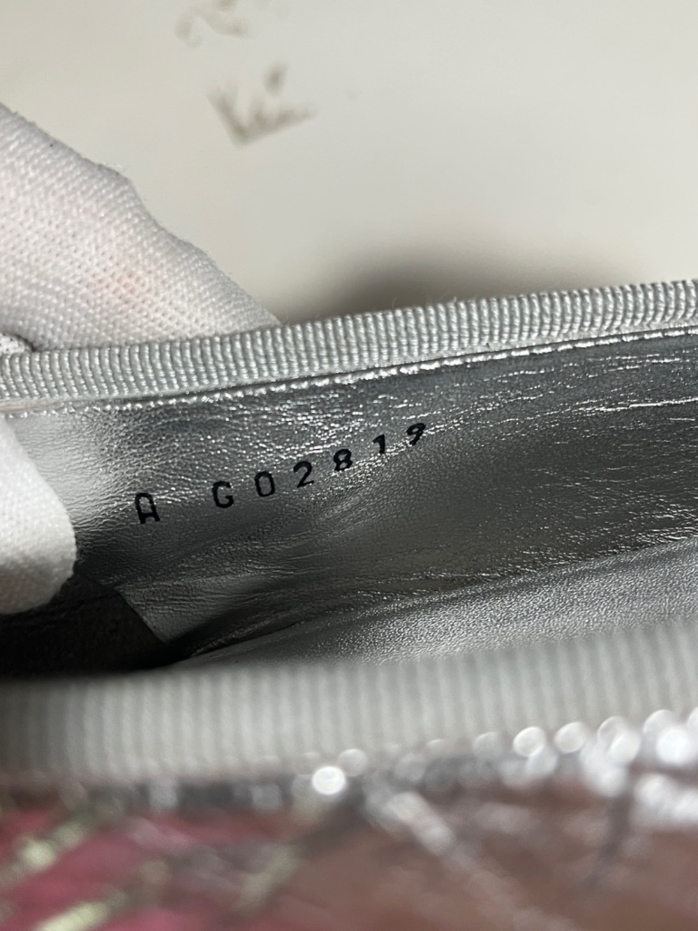 CHANEL Silver Metallic Leather Ballet Flats with Black Cap Toe - Picture 10 of 10